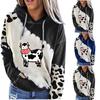 Women's Cute Cow Print Sweatshirt Long Sleeve Round Neck Casual Tops Shirts