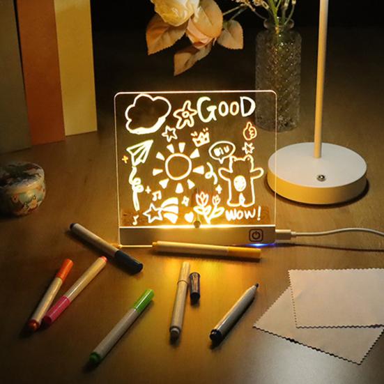 LED Note Board Rechargeable Acrylic Memo Pad Erasable Glowing Message Board To-do List Board Reusable Weekly Planner