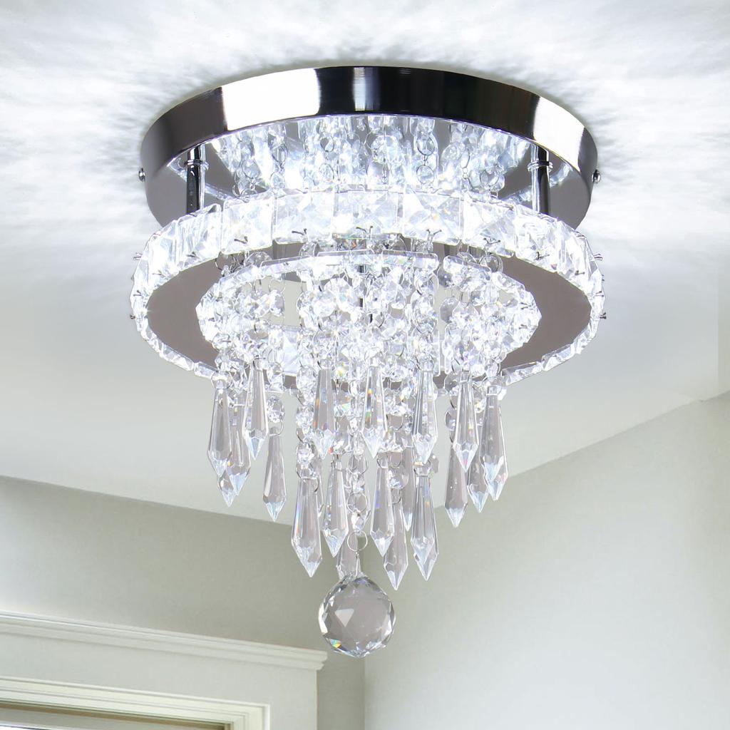 Small Modern K9 Crystal Ceiling Light Surface Mounted Led Crystal Ceiling Chandeliers for Hallway Kitchen Living Room