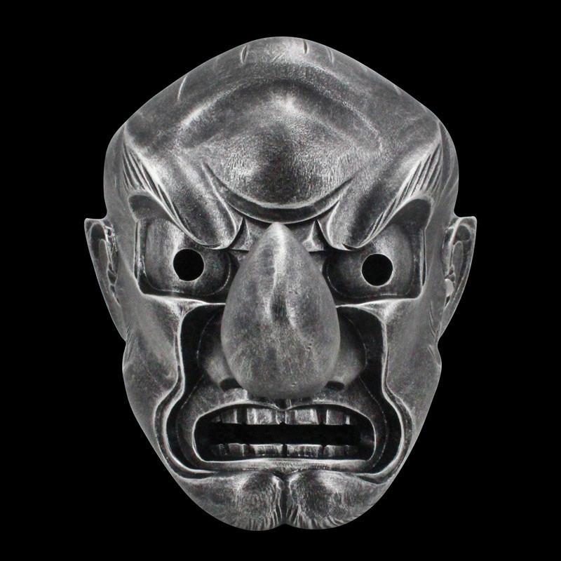 Exquisite Long-nosed Tengu Mask In Silver Copper And Red For Halloween And Cosplay