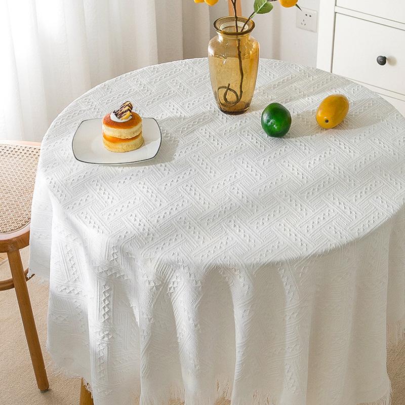 Wind Cotton And Linen French Tablecloth Small Round Table Light Luxury Birthday Photo White Japanese Tablecloth Dormitory Blanket