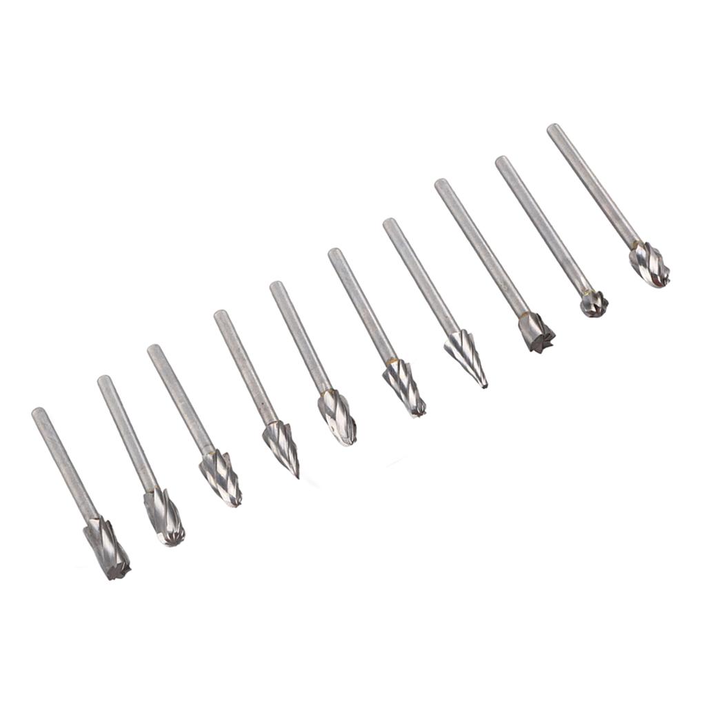 10Pcs Carbide Burr Set Alloy Tungsten Steel High Hardness Wide Application for Dremel Wood Carving