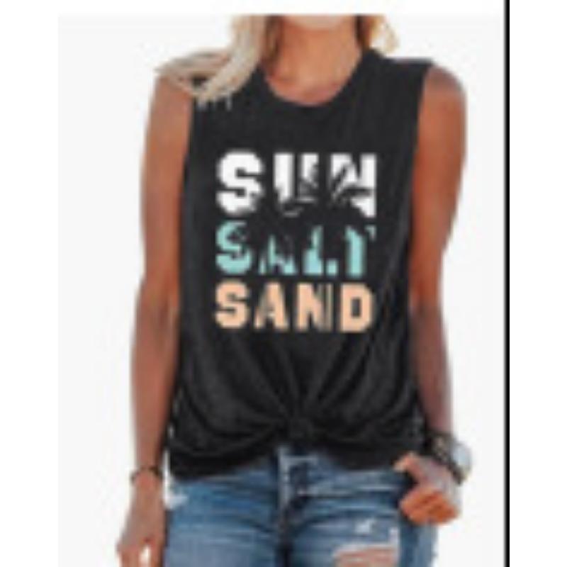 Women's Summer Sleeveless Tank Top, Colorful Pineapple Sunglasses Print Loose Casual Vacation Beach Vest T-shirt