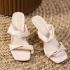 2025 Summer Square Head Open-toed Thin Soft Soled Slippers One-line Sandals Women Shoes Versatile High Heels
