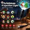 Indoor Holiday Light USB Projector for Christmas, Flexible Gooseneck Night Lamp with 6/10/15/20 LED Projection Films, Ambient Bedroom Ceiling