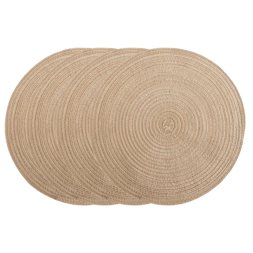 4pcs Braided Woven Place Mats Washable Table Place Mat Round Placemats Coasters  for Dining Table