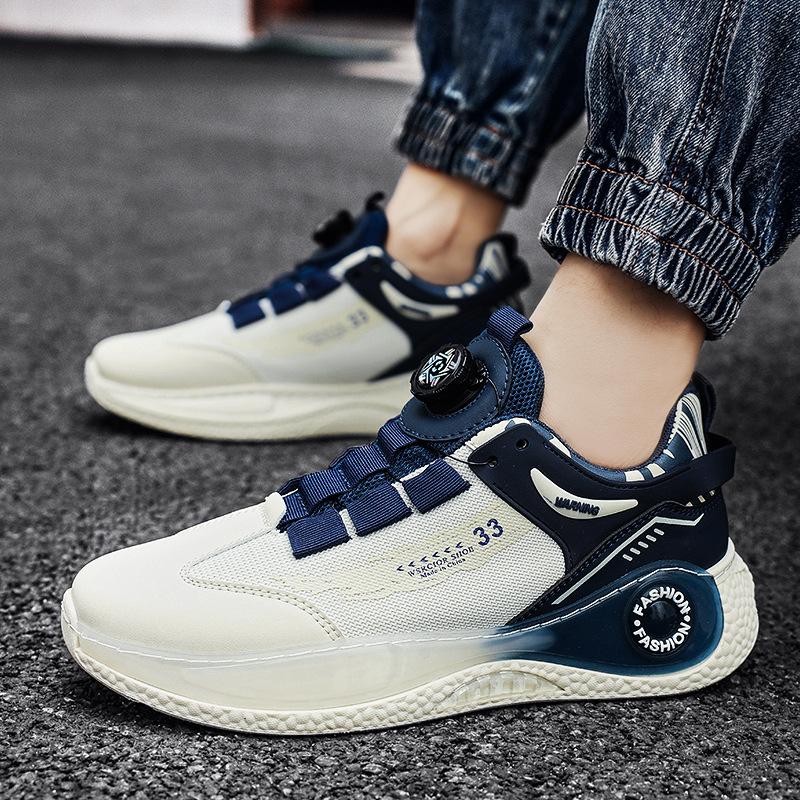 Кроссовки мужские весенне-осенние новые баскетбольные кроссовки на платформе, повышающие комфорт спорта и отдыха, летающие тканые дышащие вращающиеся пряжки m