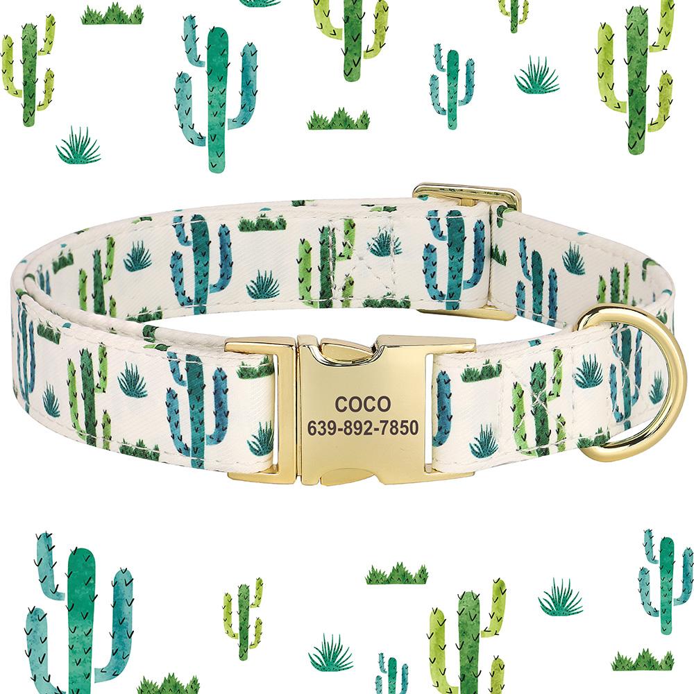 Ошейник для собак с цветком, персонализированные ошейники для собак, нейлоновый ошейник с пряжкой для домашних животных, регулируемый для маленьких, средних и больших собак, SML