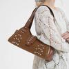 Underarm Bag PU Leather Studded Shoulder Bag for Women Rivet Punk Clutch Purse for Work Travel Shopping Trendy Hobo Purse
