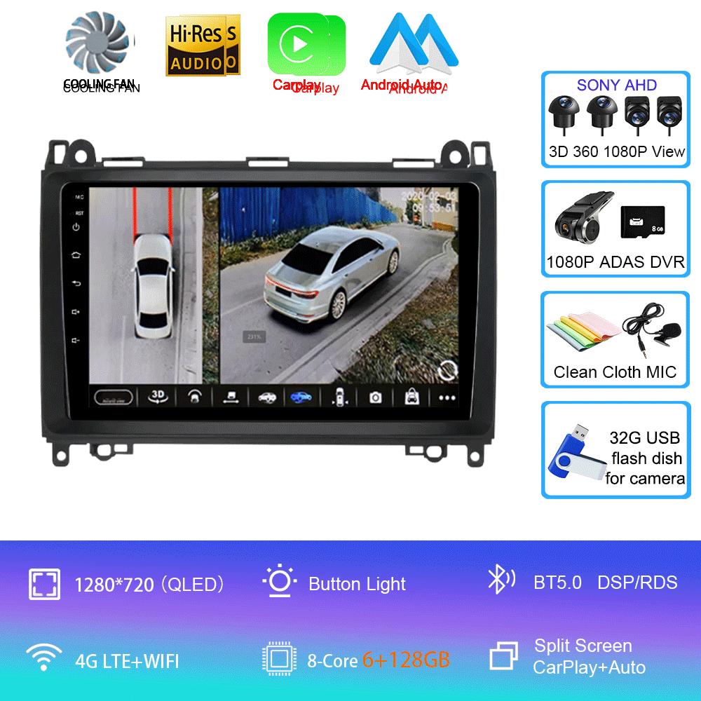 Видеоплеер Android 14 9'' для Mercedes Benz B200 Sprinter W906 W639 AB Class W169 W245 Viano Vito Car Radio Multimedia GPS DVD