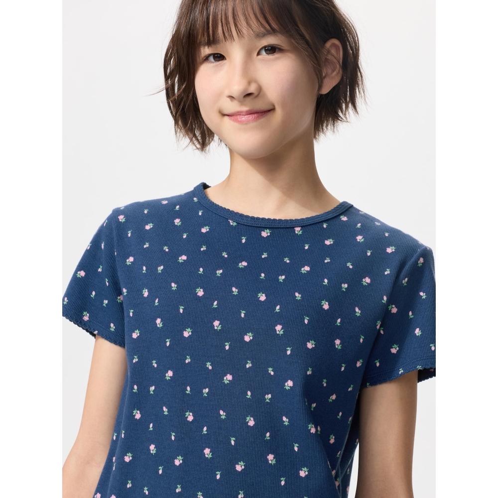 Uniqlo Японская женская рубчатая футболка