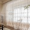 Elegant European Curtains - Romantic Floral Embroidery Semi-Transparent Polyester Ideal for Living Room & Bedroom