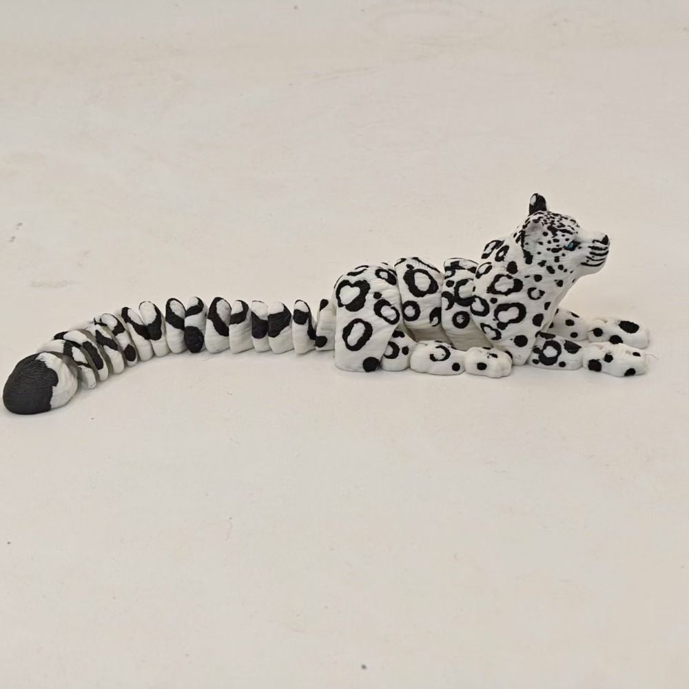 3D Printed Animals Figurine Articulated Simulation Figurine Cute Snow Leopard Model  Home Decor