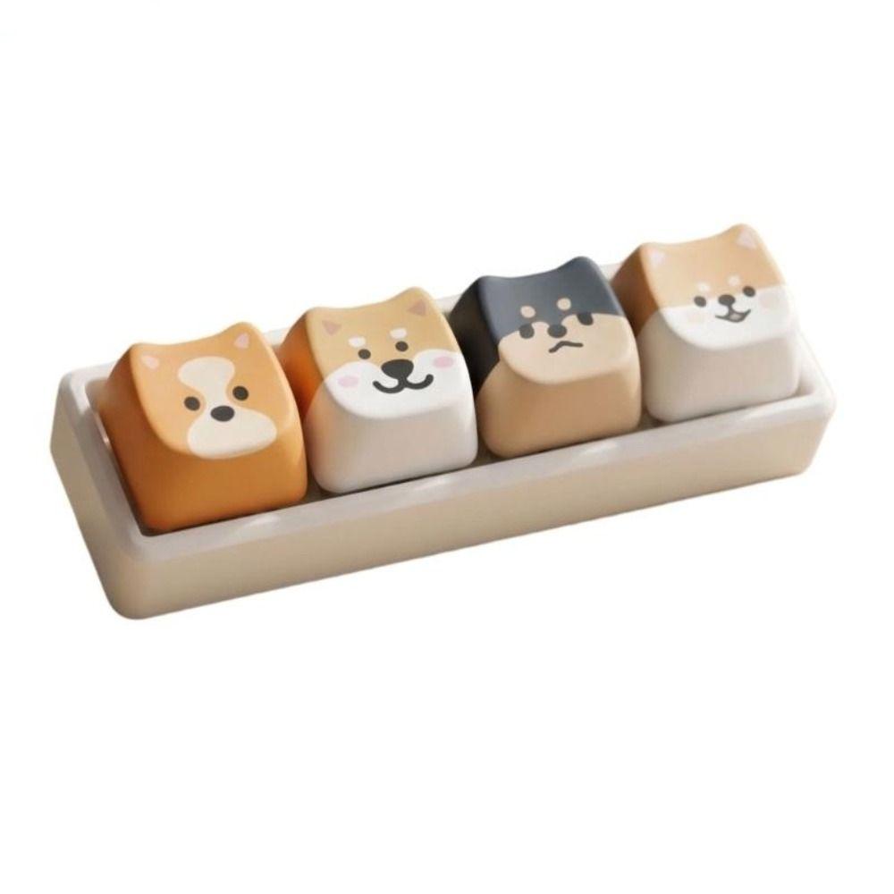 Backpack Pendant Puppy Keychain Shiba Inu Keycap Keychain Creative Keyboard Key Ring Kids Toy