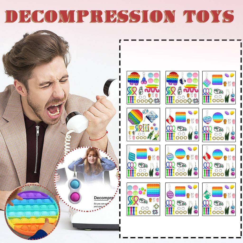 Набор сенсорных игрушек для снятия стресса, сенсорные игрушки с нажимным пузырем для детей и взрослых