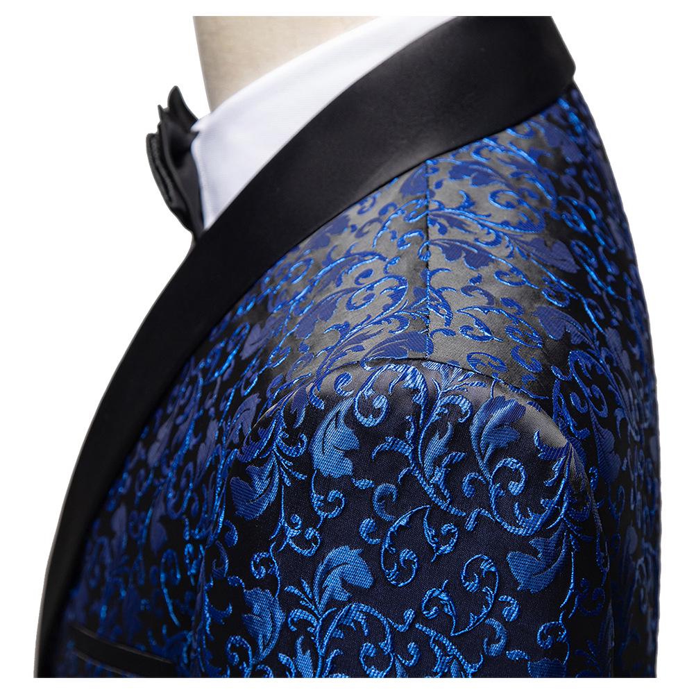 Мужской многоцветный приталенный жаккардовый пиджак-смокинг для сцены, свадьбы и банкета