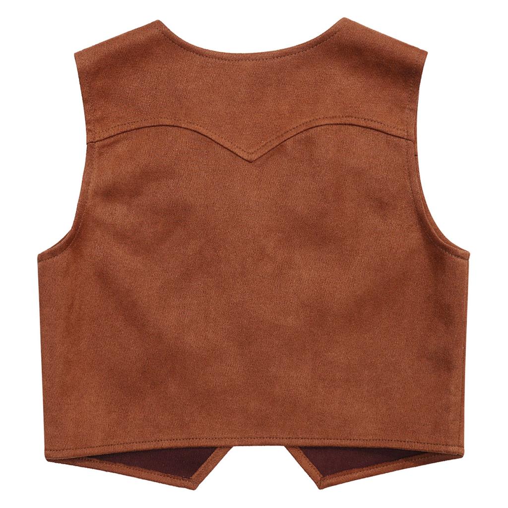 Детский ковбойский жилет в стиле вестерн для мальчиков, замшевая кожаная куртка с острым подолом для Хэллоуина, карнавала, вечеринки