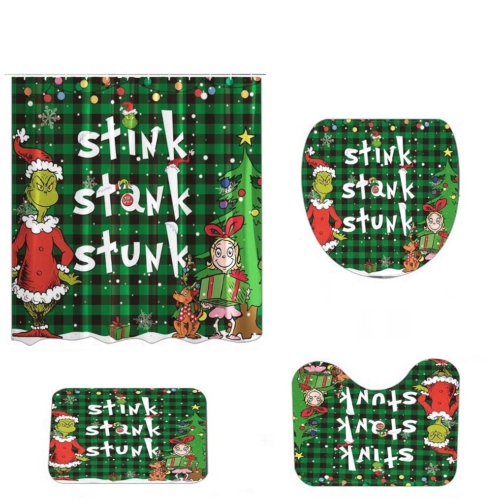 Digital Print Polyester Waterproof Shower Curtain Set Of Four - Gothic Bathroom Decor And Matching Accessories