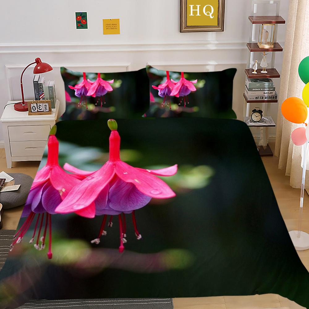 Комплект постельного белья с 3D-цветочным принтом, двойной размер, домашний комплект постельного белья из микрофибры, модный комплект высокого одеяла