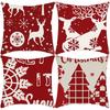 New Christmas Elk Santa Elk Print Pillow Home Sofa Cushion Cover