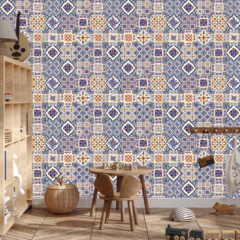 Wallpaper wall oriental mosaic pattern and tiles for living room and bedroom 50x1000