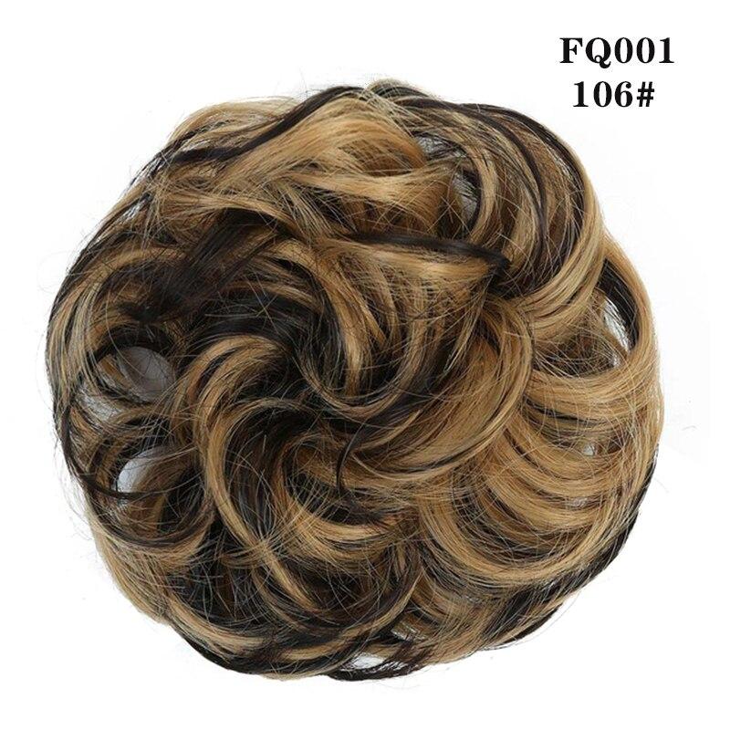 LUPU Messy Hair Bun with Elastic Band Natural Wig Bundle Ponytail Color Black Purple Pink