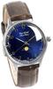 The STAC Japanese-made 36mm Antique Retro Wristwatch for Men and Women, Unisex, Moon Phase Arabic with Blue-Brown Crocodile, ST-MF001