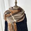 Checkered Scarf Women'S Winter New Versatile Retro Temperament Scarf, Imitation Cashmere, Student Warm Shawl Dual-Use