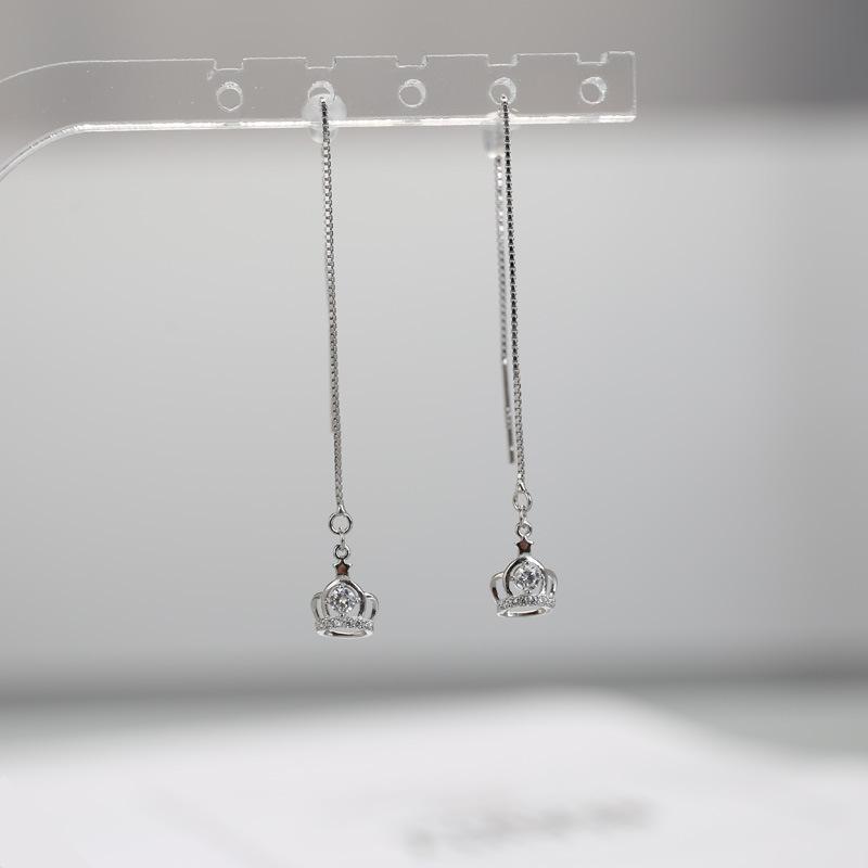 Корона Длинные серьги-подвески Женская мода Ins Style Супер Фея Кисточка Ухо Кабель Холодный стиль Ниша Дизайн Ухо Украшение