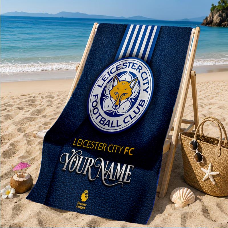 Custom Name Leicester Football Club Personalized Microfiber Beach Towel, Quick-Dry, Ideal for Summer Travel, Beach Essential, Swimming