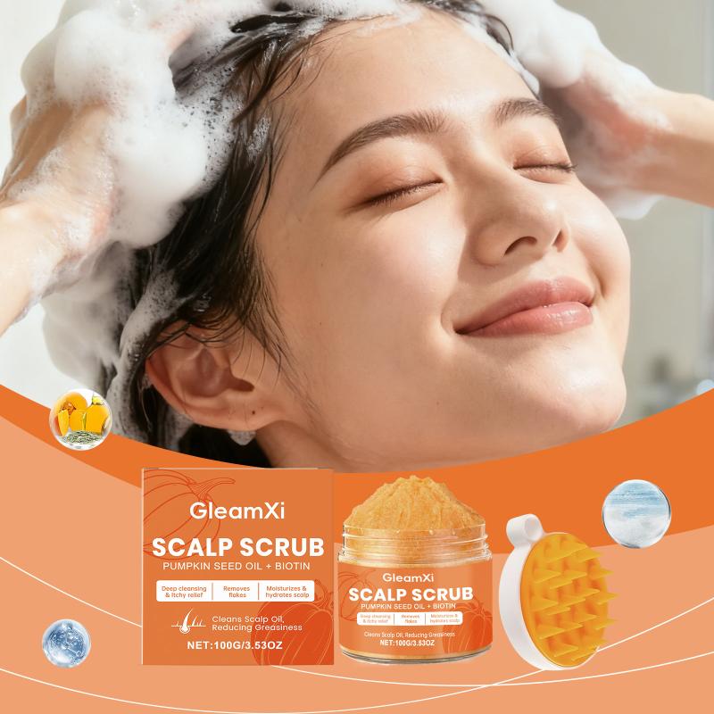 Pumpkin Seed Scalp Scrub Hair Refreshing Exfoliator Deeply Moisturizes Cleanses Shiny Fluffy Hair at Home