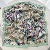 Luxury Silk 70cm Square Scarf For Women Bandanas Elegant Hairband For Ladies Green Floral Print Neckerchief Hijab Bag Ribbon