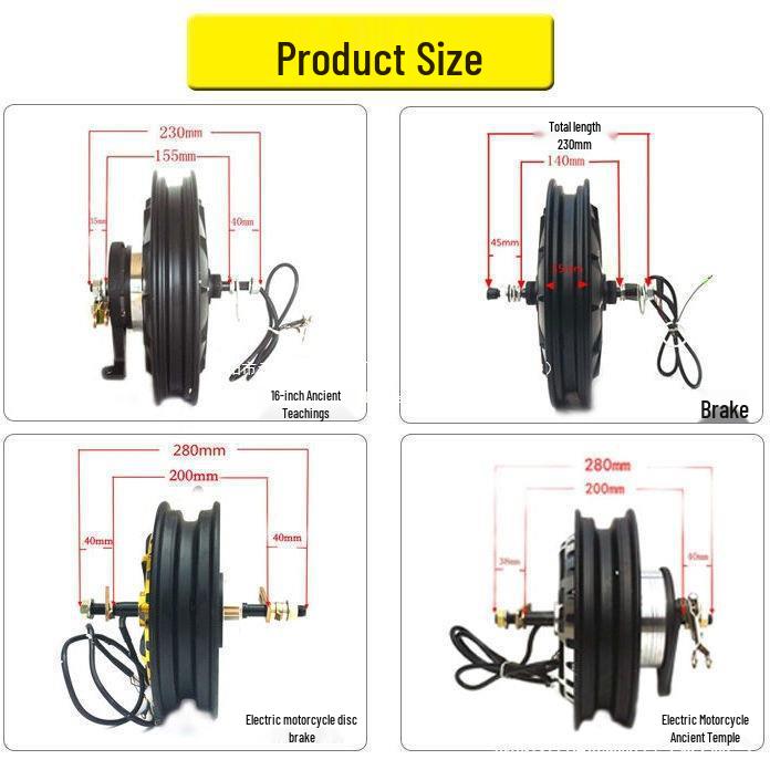 Универсальный высокоскоростной электродвигатель для электромобилей (10-дюймовый, 1000 Вт/1500 Вт/2000 Вт, 48 В/60 В/72 В) для Xinri Aima
