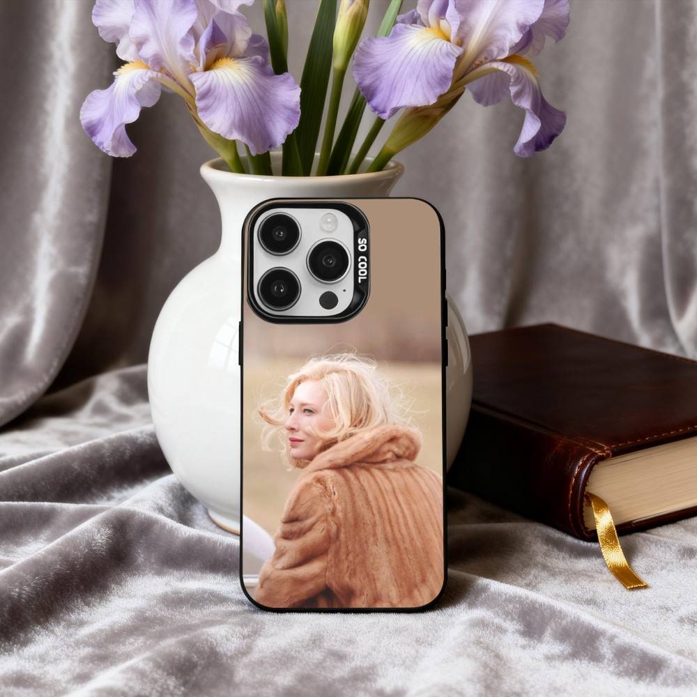 C-Cate-E B-Blanchett Actress Phone Case For iPhone17,16,15,14,13,12,11 Plus,Pro Max Black Candy silver phone case