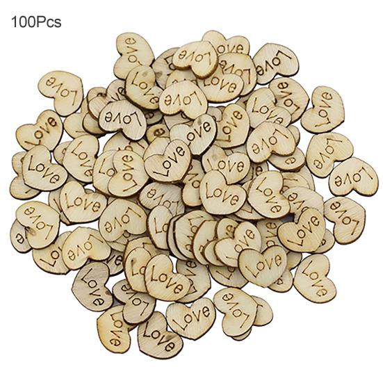 100Pcs Love Heart No Hole Wood Buttons Sewing Craft Clothes Decor DIY Scrapbooking