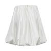 Women Balloon Skirt Pleated Solid Color Elastic High Waist Loose A-line Satin Smooth Surface Dating Party Commute Vacation Mini Skirt