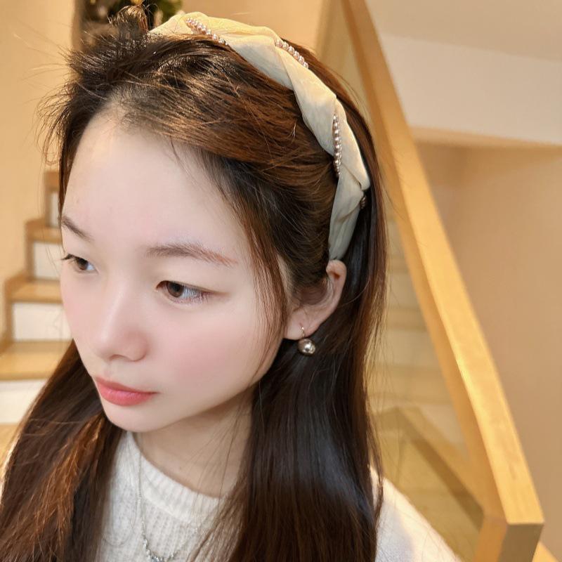 Корейская сладкая жемчужная плетеная повязка на голову - Элегантный женский аксессуар для волос для выходов в свет