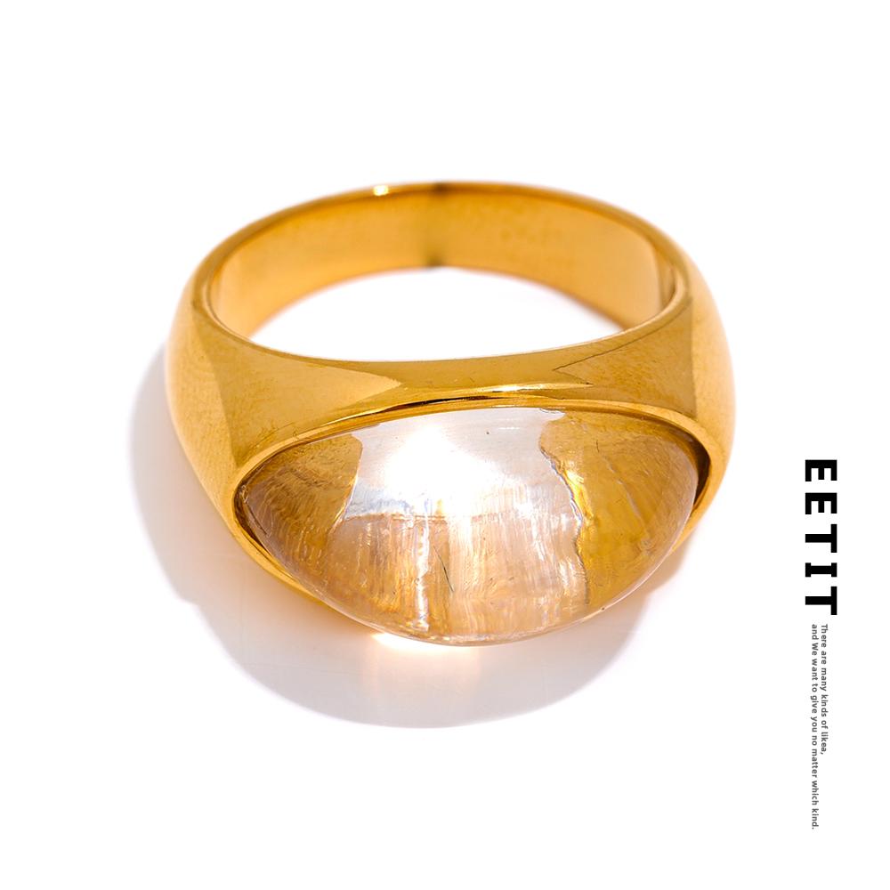 Eetit Creative Resin 316L Stainless Steel Geometric Cast Fashion Mysterious Ring Charm High Quality Jewelry
