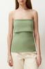 Women's Fashion New Blouse Green Strapless Collar Side Zipper Crepe Knitted Blouse