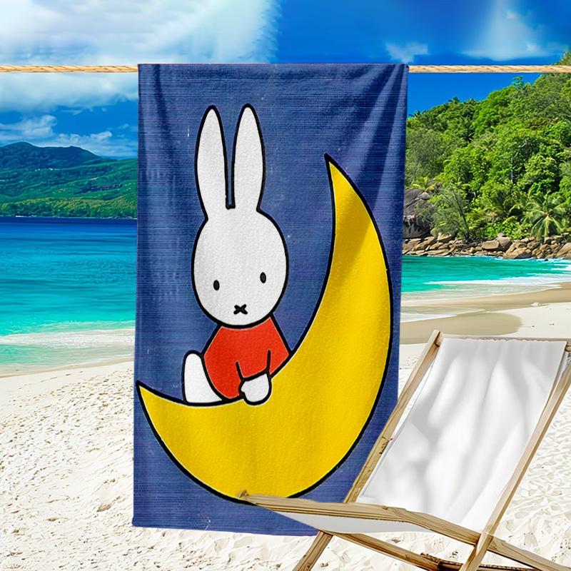 1pc Miffy2 Beach Towel, Beach and Seaside Swimming Pool Equipment, Fashion Pattern, Rectangular, Travel Essentials