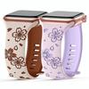 Силиконовый ремешок для Apple Watch Series 10 46мм 42мм Ultra2 49мм Двухцветный с гравировкой Цветочный ремешок для iWatch 9 8 7 6 Se 41мм 45 40 44