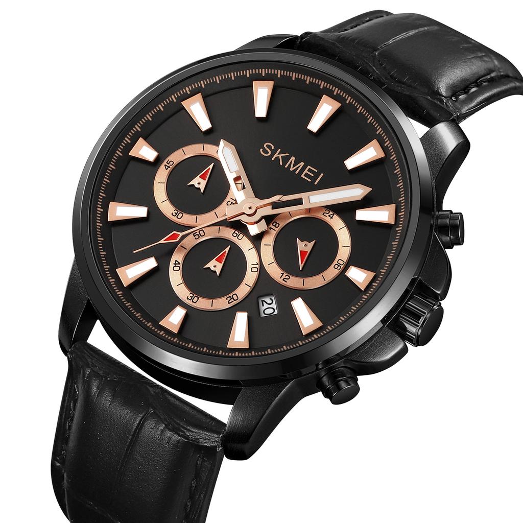 Skmei Часы для мужчин Водонепроницаемые секундомер Дата Кварцевые часы Высококачественный кожаный ремешок Износостойкий нейлоновый ремешок Модные повседневные мужские часы 2071