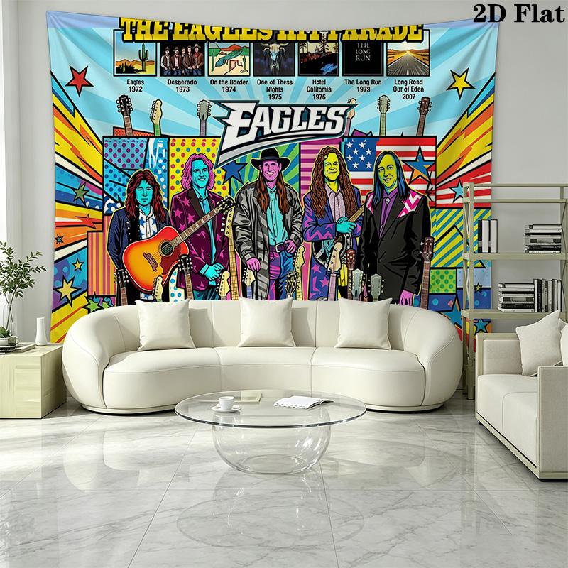 The Eagles Band Wall Tapestry Aesthetic Wall Hanging Printed Fabric Blanket Decorative Tapestries for Bedroom Living Room Home Decor