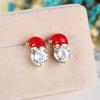 Модные красные серьги-капли из эмали с золотым покрытием в виде Санта-Клауса для женщин