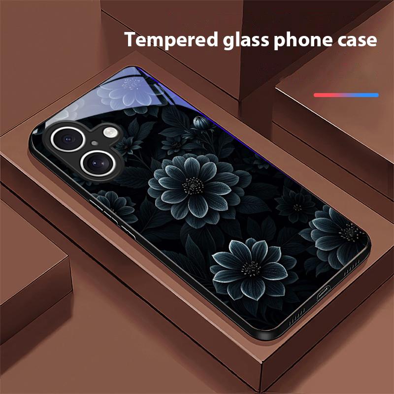 Черный Яблочный Камень Для Apple IPhone 16E 16 E 11 13 15 P Ro 14 Pro Max 12 Mini 7 8 Plus XR X XS Черный Чехол для телефона из закаленного стекла