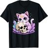 Kawaii Pastel Goth Cute Creepy Cat Bat Skeleton T-Shirt Print Original Design Gifts T Shirts Mens Clothing Camisas Streetwear