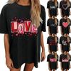 Women's Printed O Neck Short Sleeve Top Valentine's Day Print Unisex Classic T-Shirt