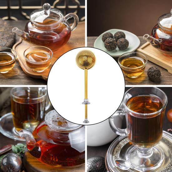 Шарик для заварки чая из нержавеющей стали, длинная ручка, мелкая сетка, сетчатый фильтр для чая, шар, пищевой металлический вкладыш, более крутые кухонные гаджеты