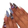 Long Wearable Press-On Nails With Blue Polka Dot Ballet Design Floral Women
