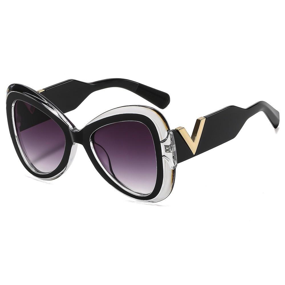 V Shape Butterfly Sunglasses With Uv400 Protection For Fashionable Outdoor Activities